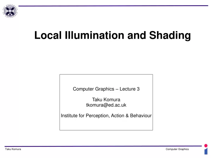 local illumination and shading
