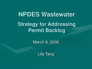 NPDES Wastewater Strategy for Addressing Permit Backlog