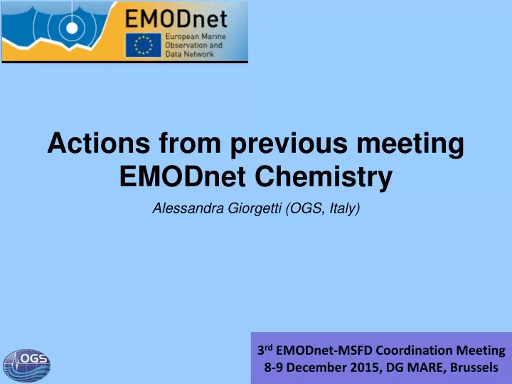 actions from previous meeting emodnet chemistry