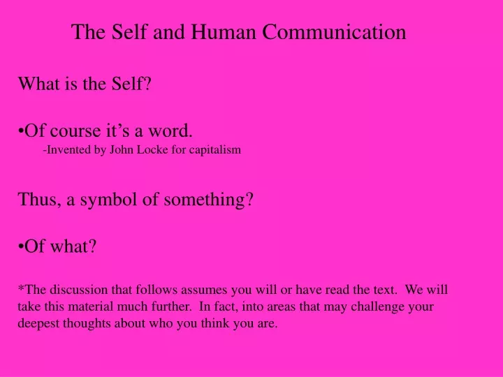 the self and human communication what is the self