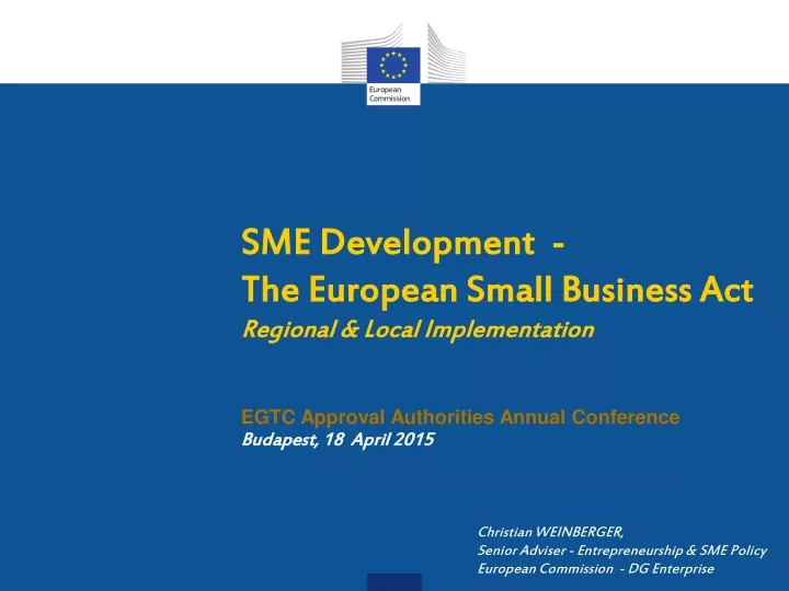 sme development the european small business act regional local implementation
