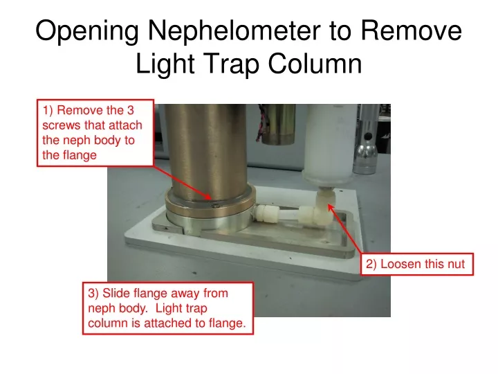 opening nephelometer to remove light trap column