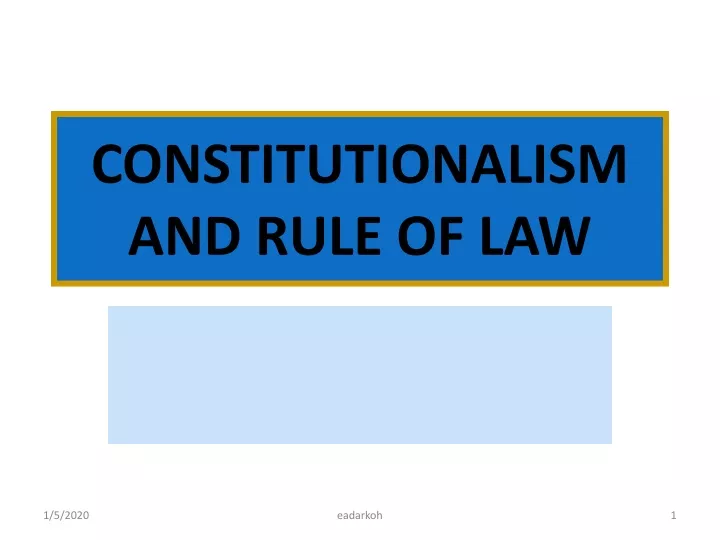 constitutionalism and rule of law