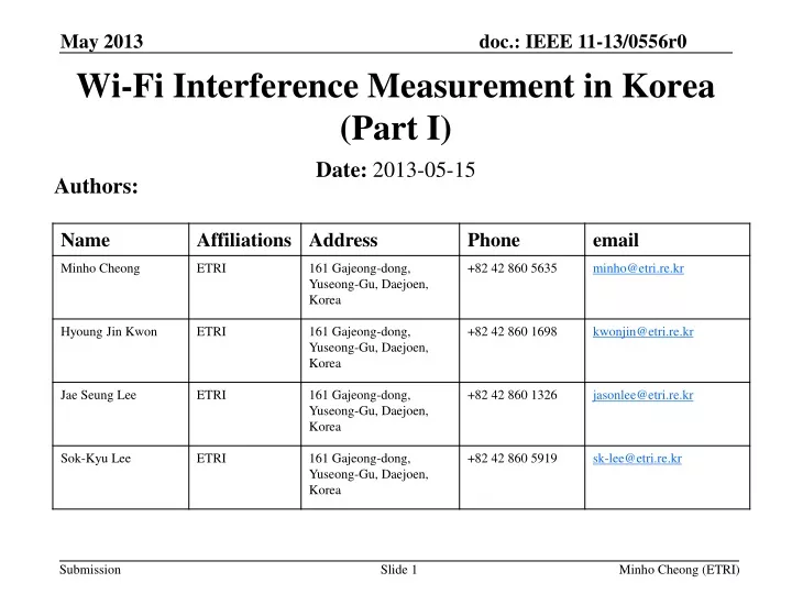 wi fi interference measurement in korea part i