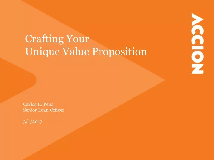 crafting your unique value proposition