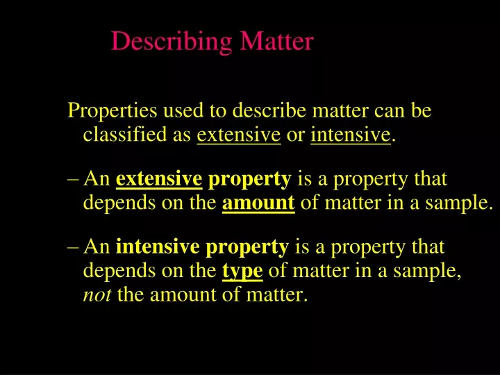 describing matter