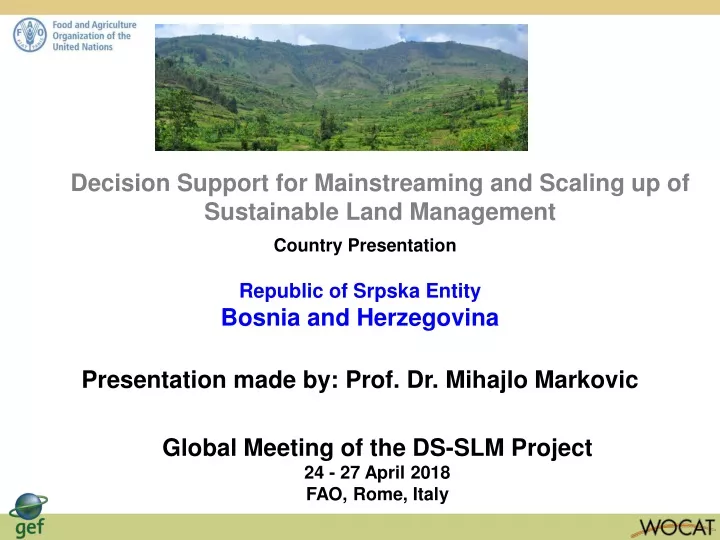 decision support for mainstreaming and scaling up of sustainable land management