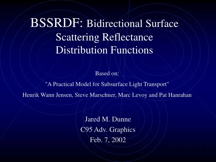 bssrdf bidirectional surface scattering reflectance distribution functions
