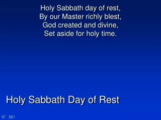 Holy Sabbath Day of Rest