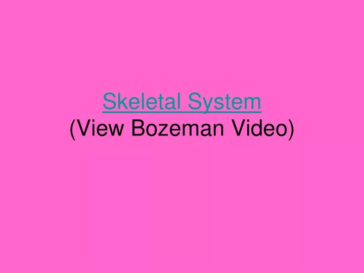 skeletal system view bozeman video
