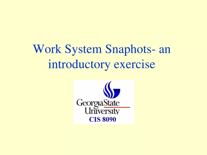 work system snaphots an introductory exercise
