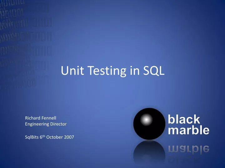 unit testing in sql