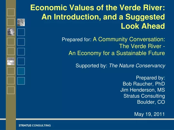 economic values of the verde river an introduction and a suggested look ahead