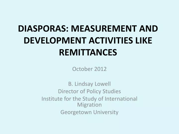 diasporas measurement and development activities like remittances