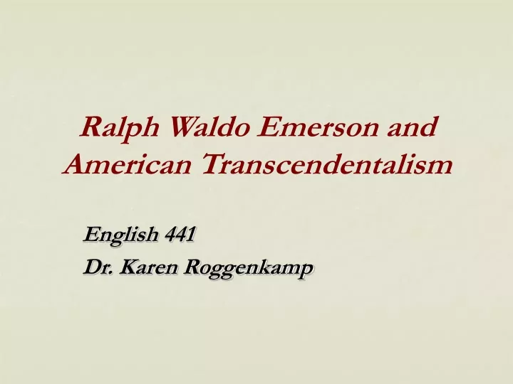 ralph waldo emerson and american transcendentalism