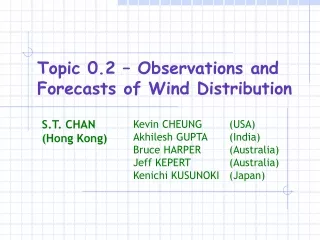 Topic 0.2 – Observations and Forecasts of Wind Distribution