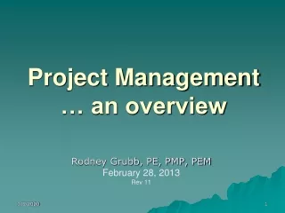Project Management … an overview