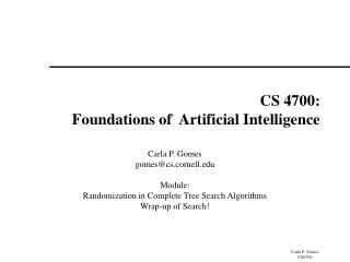 CS 4700: Foundations of  Artificial Intelligence