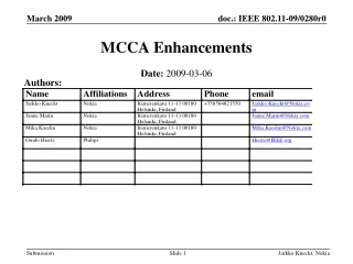 MCCA Enhancements