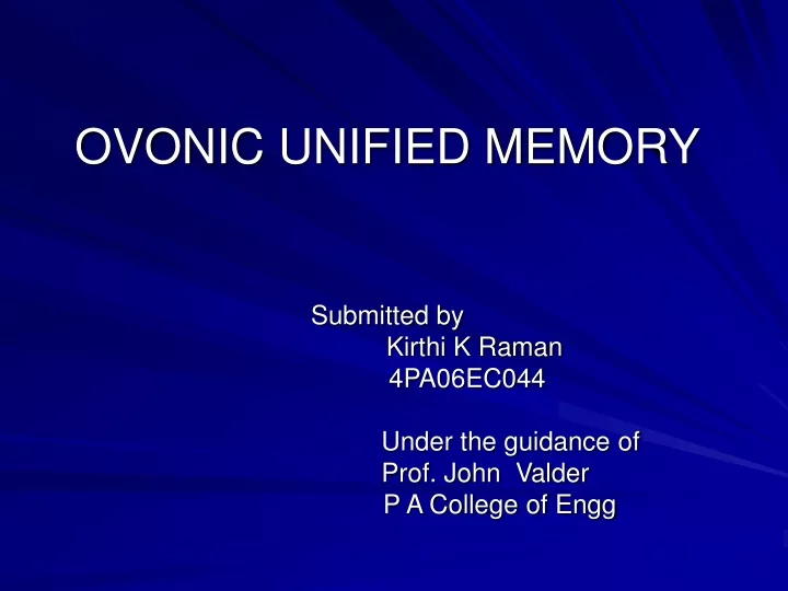 ovonic unified memory