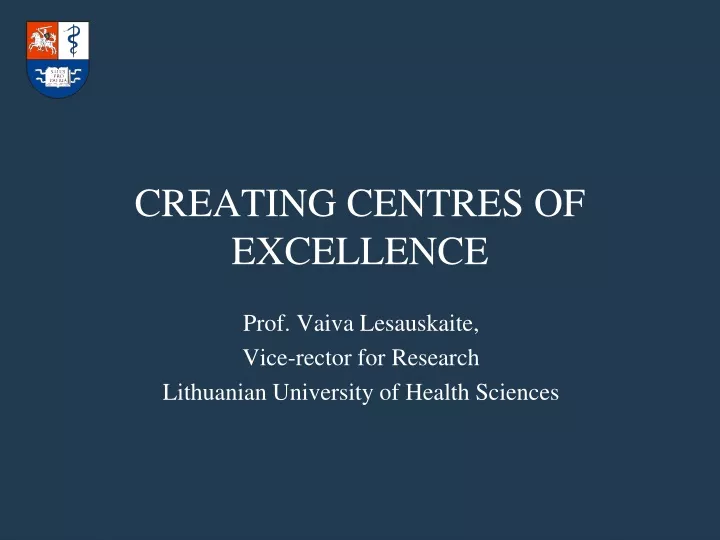 creating centres of excellence