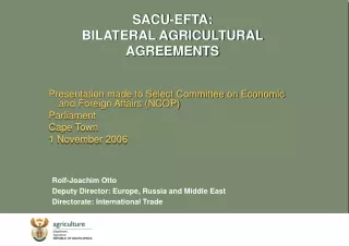 SACU-EFTA: BILATERAL AGRICULTURAL AGREEMENTS