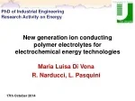 New generation ion conducting polymer electrolytes for electrochemical energy technologies - slide 1