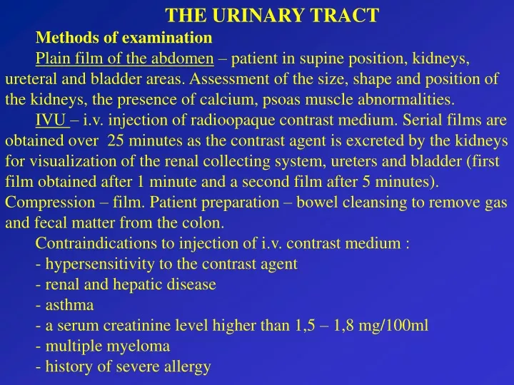 the urinary tract methods of examination plain