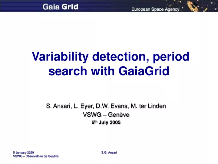 variability detection period search with gaiagrid