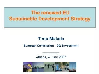 The renewed EU Sustainable Development Strategy