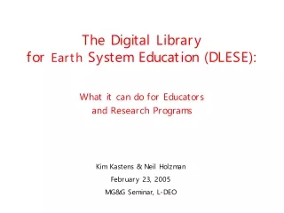 The Digital Library  for  Earth  System Education (DLESE):