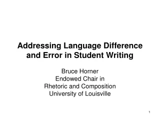 Addressing Language Difference and Error in Student Writing