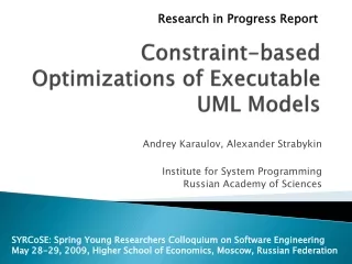 Constraint-based Optimizations of Executable UML Models
