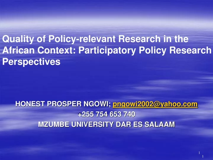 quality of policy relevant research