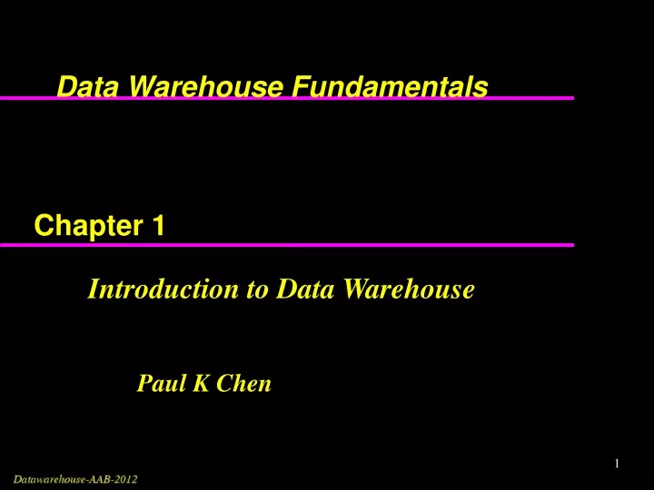 data warehouse fundamentals