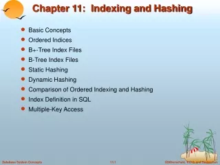 Chapter 11:  Indexing and Hashing