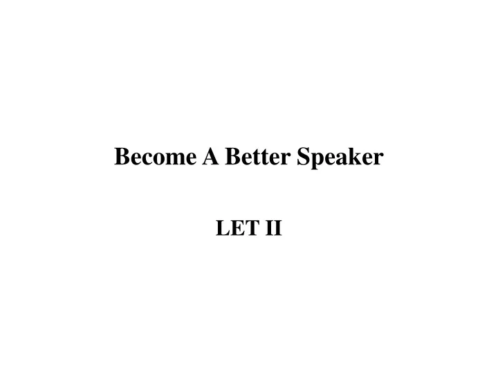 become a better speaker