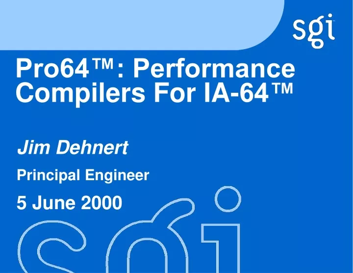 pro64 performance compilers for ia 64