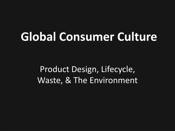 global consumer culture