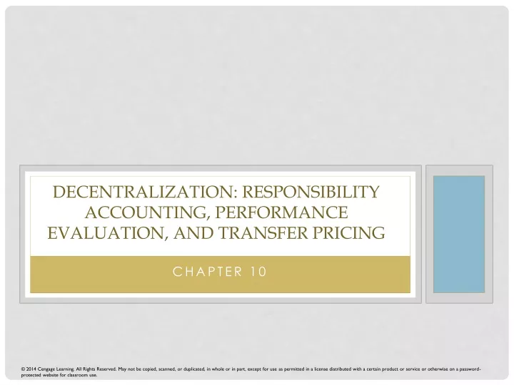 decentralization responsibility accounting performance evaluation and transfer pricing