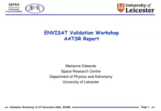 ENVISAT Validation Workshop AATSR Report