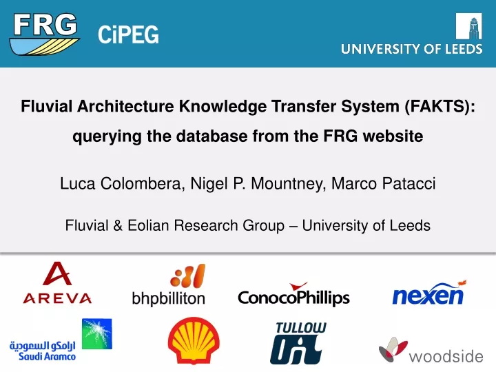 fluvial architecture knowledge transfer system fakts querying the database from the frg website