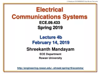 Electrical  Communications Systems ECE.09.433 Spring 2019