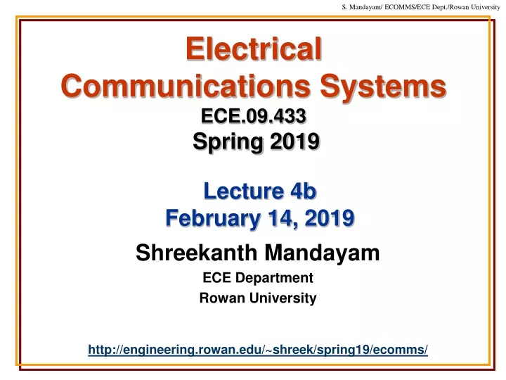 electrical communications systems ece 09 433 spring 2019