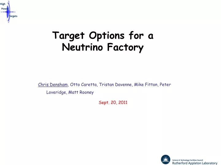 target options for a neutrino factory