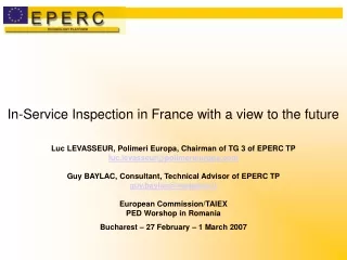In-Service Inspection in France with a view to the future