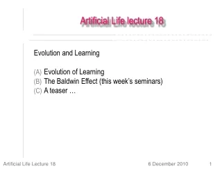 Artificial Life lecture 18
