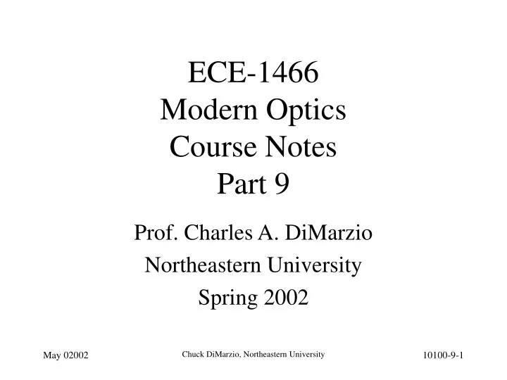 ece 1466 modern optics course notes part 9