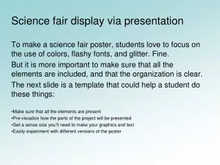 Science fair display via presentation