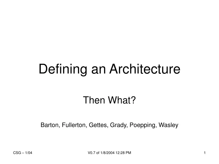 defining an architecture
